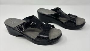 Dansko Womens Size 41 US 10.5/11 Sapphire Lasercut Leather Sandals Comfort Black